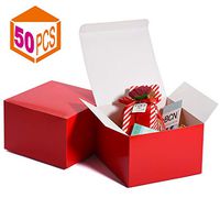 MESHA Gift Boxes 6x6x4in Gift Boxes for Bridesmaids Paper Boxes with Lids for Crafting, Cupcake Boxes (Red-50Pcs)