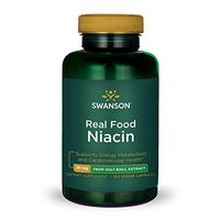 Swanson Real Food Niacin Vitamin B-3 Energy Metabolism Cardiovascular Health from Organic Holy Basil Extract Vegan Gluten-Free Non-GMO B3 20 mg 100 Veggie Capsules (Caps)