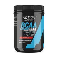 Action Nutrition BCAA Loaded - 12:1:1 Amino Acids Supplements - Intra Workout Muscle Recovery Powder Supplement Drink with Leucine and Coconut Water Powder - 30 Servings, Fruit Juicy Red