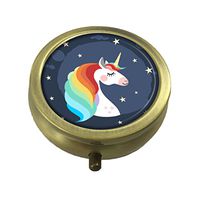 GDEE Unicorn head with rainbow Custom Fashion Stainless Steel Bronze Pill box Western Tablets Tablet Holder Management Case Pocket or Wallet