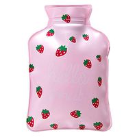 Hacoly Classic Rubber Mini Hot Water Bottle Pocket Hot Water Bag for Pain Relief,Hot and Cold Therapy Cold Feet Syndrome Menstrual Cramps Cold Winter Bed Warming -Strawberry