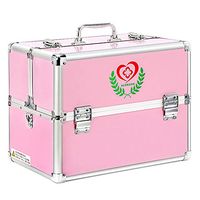 Nurth First Aid Kit Lockable First Aid Box Security Lock Medicine Storage Box with Portable Handle,Medication Lock Box 3 Tier Design/Precription Storage Box Large Space inches (Pink) (S)