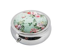 Hiutong Vintage Floral Custom Round Silver Glass Pill Case Metal Decoration Box Unique Gift
