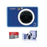 Canon Ivy Cliq+ Instant Camera Printer - Sapphire Blue - Bundle with 16GB MicroSDHC Card. Cleaning KIt