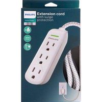 3 Outlet Surge Protector Power Strip, 8FT Long Power Cord Designer Braided White Extension Flat Plug Perfect for Home OR Office 300 Joules, ETL Listed