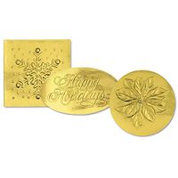 Holiday Assortment Embossed Foil Seals, 45 Count (Gold)