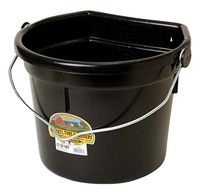Little Giant Plastic Animal Feed Bucket (Black) Flat Back Plastic Feed Bucket with Knob Ball & Metal Handle (22 Quarts / 5.5 Gallons) (Item No. P24FBBLACK)
