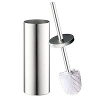 DOWRY Stainless Steel Toilet Brush and Holder,Bathroom Toilet Cleaner Brush,15.15''High, Pack of 1,Chrome Finish S202-5