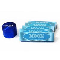 50MM/1.97" Blue Metal Tobacco Grinder with 5 booklets Rice kss Papers with Tips