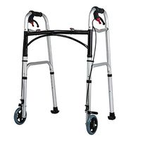 ZMYLOVE Trigger Release Folding Walker,Front Wheeled Support,Medical Walker with 2 Handbrakes and 8 Files Adjustable for Elderly, Handicap Medical Walking Mobility Aid