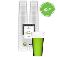Clear Disposable Plastic Cups 16 Oz. Pack Of (40) Fancy Hard Plastic Cups - Party Accessories - Wedding - Cocktails- Tumblers