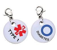 Type 1 Diabetes XLarge with Blue Circle Medical ID Bracelet Charm-Parent (Stainless Steel),XX15