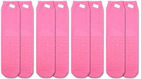 Secure (4 Pairs) Non Skid Socks with All-Around Grip Tread - Hospital Style for Elderly Fall Injury Prevention … (Pink)