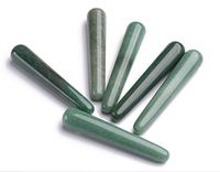 AMOYSTONE Natural Crystals Wands Green Aventurine Crystal Massage Stick for Healing 6pcs 4"