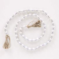 48" X .5" Wood Bead Garland, White/Blue – 30180