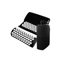 Acupressure Mat Head Neck Back Foot Massage Cushion Pillow for Yoga Spike Mat Anti-Stress Acupuncture Needle Massager,Black in Set