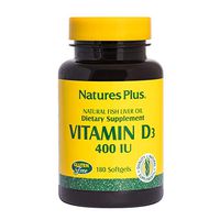 NaturesPlus Vitamin D3 (Cholecalciferol) - 400 iu, 180 Softgels - Bone, Heart & Immune System Support, Natural Fish Liver Oil - Water Soluble for Maximum Absorption - Gluten-Free - 180 Servings