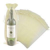 Wuligirl 20pcs Large Sheer Organza Wine Bottle Bags Drawstring Pouches Wedding Favors Baby Shower Dresses Festive Packaging Shampoo Bottle Bags 5.5 by 14.5 Inch(20pcs Champagne)