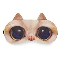 Zabrina Funny Creative Animated Cartoon 3D Cat Eyes Meow Sleep Mask Cute Animal Sleep Mask Therapy Light Shading Cover (Yellow)