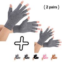 Brace Master 2 Pairs Women Compression Gloves Arthritis Gloves Fingerless Hand Brace Support Warmth for Finger Joint, Relieve Pain from RSI, Carpal Tunnel and Tendonitis (Gray, Small)