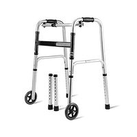 HYXQY-ZY Walker|Aluminum Elderly Walking Frame|Foldable Walker|Portable Lightweight|with Seat and 2 Wheels|Highly Adjustable (Color : C)