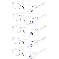Blue Light Blocking Computer Reading Glasses - AQWANO 5 Pack Clear Frame Rimless Readers Anti Glare Filter Lightweight Eyeglasses for Women Men (5 Pack Clear, 2.50)