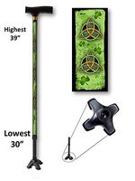 Walking Cane Adjustable T Handle with Footed Cane Tip Irish Triquetra Design