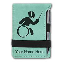 Mini Notepad, Wheelchair Fencing, Personalized Engraving Included (Teal)