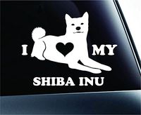 I Love My Shiba Inu Dog Symbol Decal Paw Print Dog Puppy Pet Family Breed Love Car Truck Sticker Window (White), Decal Sticker Vinyl Car Home Truck Window Laptop