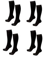 ASRocky Graduated Compression Socks Anti-Fatigue Antimicrobial Calf High Below Knee Mens Womens Sock Leg Foot Ankle Heel Support Pain Relief Stockings Reduce Swelling (4 Pair, Sm/Med, Black)