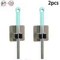 Vpang 3M Self Adhesive Broom Mop Holder Broom Gripper Holds Wall Mounted Cleaning Tools Organizer, Pack of 2 (Black, Single Hook)