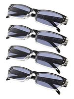 4-pack Rectangular Reading Glasses with Spring Hinges (Greylens,+3.50)