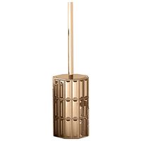 nu steel Resin Toilet Cleaning Brush with Holder Bowl Scrubber, Space Saving, Contemporary Scrubbing Cleaner, Good Grip Decorative Design, Gold Finish