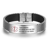 Medical Alert Bracelet for Men Women Free Engrave Emergency Medical ID Bracelets for Adults 8.5 Inches Stainless Steel
