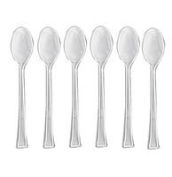 96 Mini Clear Plastic Spoons, 4.5 Inches, Elegant And Disposable Clear Flatware. Includes 96 Clear Dessert / Appetizer Spoons