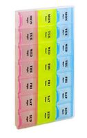 Pill Organizer Box Weekly Case with Snap Lids, Medicine Organizer, Vitamin Organizer, Reminder Daily Am Pm, Day Night Compartments 7 Days (6038)
