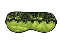 Amint Luxurious Lace Fabric Sleep Mask Black Eye Mask for Sleep with Ear Plugs Travel Green,7.9"*3.5"