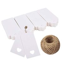 100PCS White Kraft Paper Gift Tags with 100 Feet Jute String | Vintage Tags with Hollow Heart Wedding Favor Tags