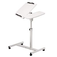 TTINAF Height-Adjustable Computer Desk, Rolling Wheels Tilting Sit-Stand Laptop Cart with Mouse Pad Table Notebook Stand Reading Holder (White)