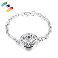 constantlife 20 Different Design 316L Stainless Steel Chain Bracelet Fragrancy Diffuser Fashion Essential Oil Diffuser Bracelet Jewelry (Sunflower)