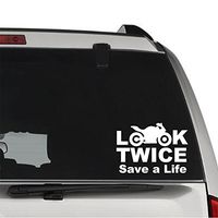 Look Twice Save A Life Motorcycle Motorbike PERMANENT Vinyl Decal Sticker For Laptop Tablet Helmet Windows Wall Decor Car Truck Motorcycle - Size (07 Inch / 18 Cm Wide) - Color (Gloss White)