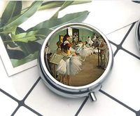 Compact 3 Compartment Medicine Case, Pill Box for Pocket or Purse Pill Box Decorative Pill Case with Gift Box The Dance Class by Edward Degas