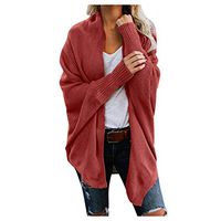 HNTDG Womens Open Front Cardigan Sweaters Shawl Collared Batwing Sleeve Oversized Soft Knit Sweater Cloak Outwear
