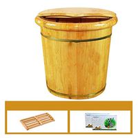 Foot Spa Wooden Tub,Solid Wood Foot Soaking Barrel，Cypress Wood Foot Bucket，Thicken Wooden Tub，Wooden Foot Bath Barrel，Foot Soaking Tub (Color : B)