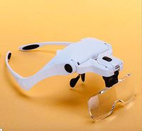 F.S Headband Magnifier LED Illuminated Head Magnifying Glasses 1.0X/1.5X/2.0X/2.5X/3.5X (F.1X)
