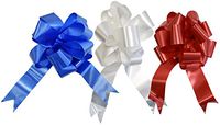 Set of 3 Giant Patriotic Pull Bows! Comes in 3 Elegant Colors - Red, White, Blue - Measures - 10ind