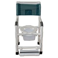 MJM International 118-5-FF-SQ-PAIL Standard Shower Chair with Folding Footrest, Commode Pail 5" Casters, 300 oz Capacity, 40.5" Height x 22" Width x 25.25" Depth, Royal Blue/Forest Green/Mauve