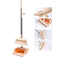 YJIUJIU Broom and Dustpan Set,Durable & Light Weight Broom and Dust pan Combo with Stainless Steel Foldable Long Handle, for Kitchen, Home and Lobby Floor Use