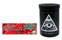 Herb Airtight Container Fresh Kettle with Juicy Jay's Very Cherry 1.25 Flavored Hemp Rolling Papers 1 Count DC Crafts Nation- Illuminati