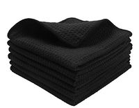 KinHwa Microfiber Dish Cloths Thick Waffle Weave Kitchen Dish Rags Ultra Absorbent Odor Free Dishcloths 12inch x 12inch 6 Pack - Black